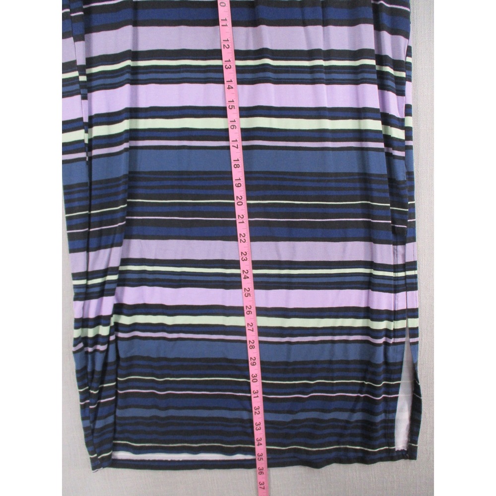 Liz Claiborne Studio Striped Maxi Skirt Blue Purple L Jersey Knit Side Slit - Picture 4 of 9